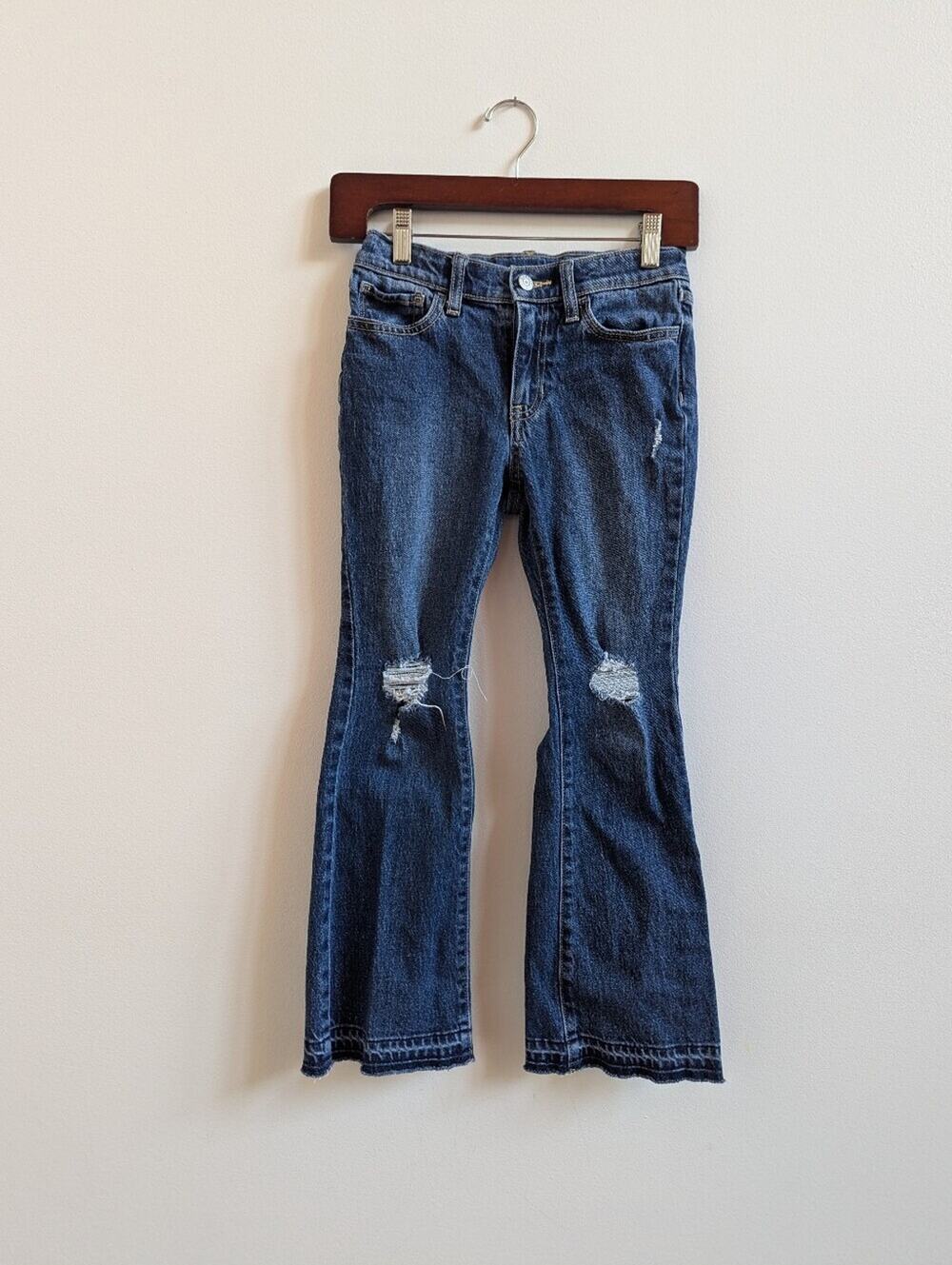 Old Navy Jeans 10 Girls High Rise Flare Medium Wash Distressed